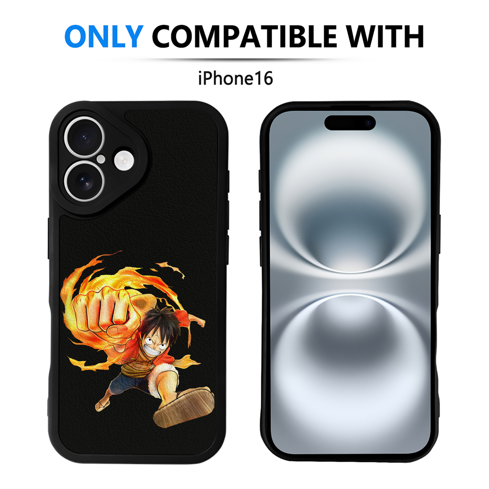 （画像用） ワンピース モンキー・D・ルフィ ONE PIECE Monkey D. Luffy 【iPhone 16シリーズ対応】シリコンスマホケース（レザー調） 材質：シリコン